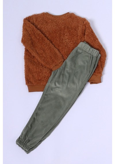 Hçm Erkek Çocuk Peluş Alt-üst Takım D43 Kahverengi