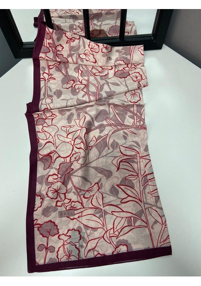 Modakaşmir Aminenesil Akel Sarmaşık Desen Soft Pamuk Şal Açık Kahve
