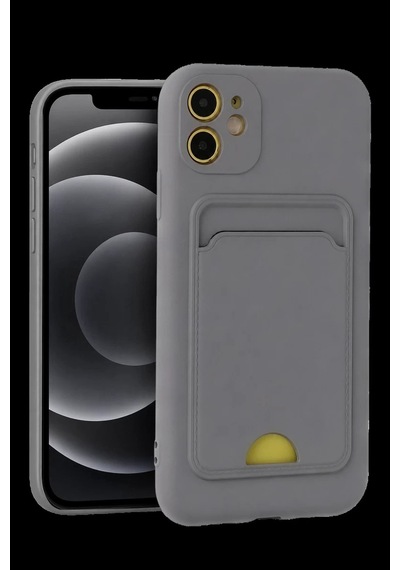 Apple iPhone Uyumlu 11 Kılıf Kelvin Kartvizitli Silikon - Gri Ym954994