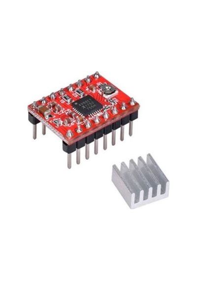Arduino A4988 1A Kırmızı Step Motor Sürücü ( Soğutucu Dahil )