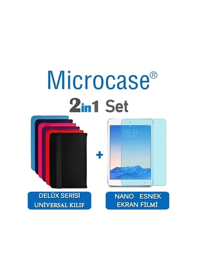 Apple Uyumlu iPad Air 2 Delüx Serisi Universal Standlı Deri Kılıf + Nano