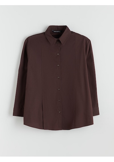 Lcw Modest Kahverengi Oversize Poplin Kadın Gömlek Tunik