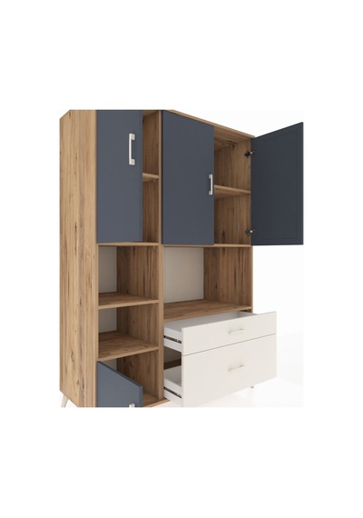 Kronos Dolap 7 Raflı 2 Çekmeceli 5 Kapaklı 132x59x195 Çam-ant... Çam
