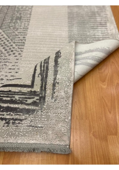 Çerçeve Desenli 200 X 300 Bambu Yün Halı Gri