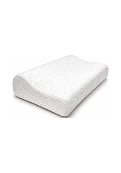 Dyzstar Ergonomik Visko Boyun Yastığı 55x35 Cm Nefes Alabilen Kılıflı Konforlu Uyku Yastığı Beyaz Beyaz
