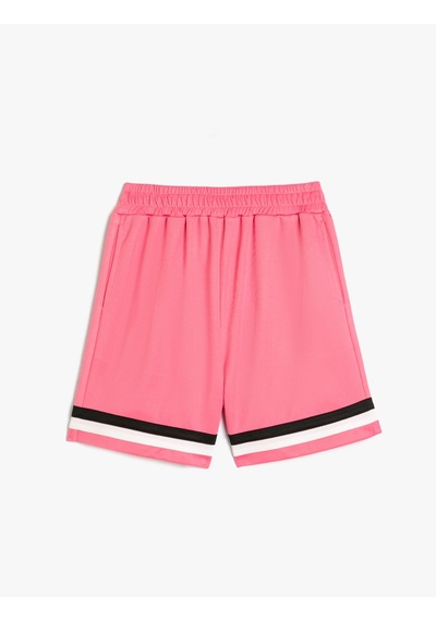 Koton Şort Renk Bloklu Beli Lastikli Pembe 4skg40238ak Pembe