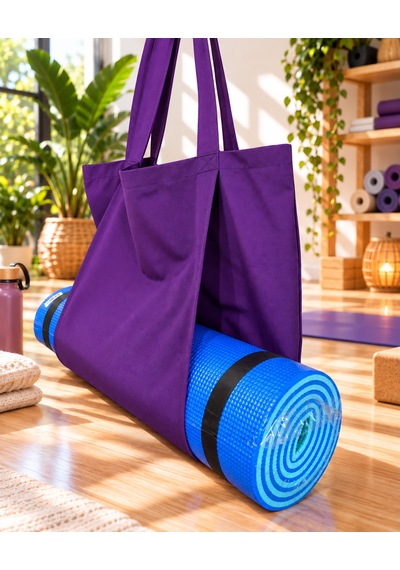 Mat Taşıma Çantası Yoga Fitness Silindir Antrenman Çantası - Çantalı Fermuarlı Mat Taşıma Çantası Mor