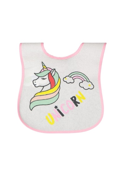 Buude 7511 Yenidoğan 0-3 Ay Unicorn Baskılı Bebek Mama Önlüğü Pembe
