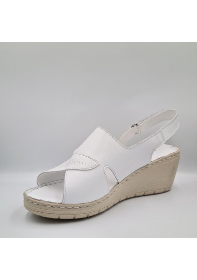 Pierre Cardin 6908 Beyaz Deri Dolgu Topuk 6cm Kadın Sandalet Beyaz