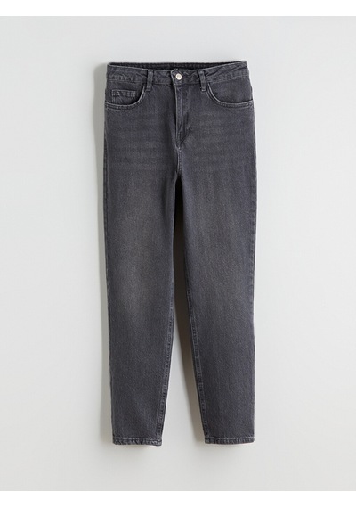 Lcw Modest Gri Mom Fit Kadın Jean Pantolon