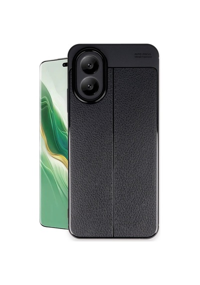 Oppo A38 İçin Uyumlu Deri Tasarımlı Elde Kaymaz Korumalı Silikon Kılıf