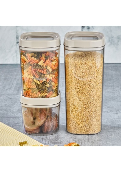 Ceronni Bonny Erzak Saklama Kabı 3lü Set 1,8lt - 1lt - 600ml Bej Bej