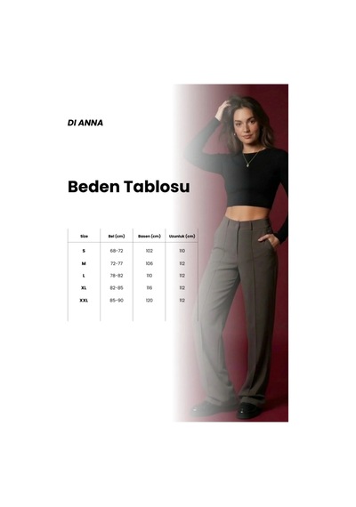 Dıanna Kadın Wide Leg Detay Dikiş Esnek Palazzo Pantolon Antrasit