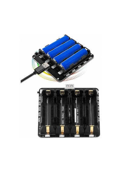 4'lü Anahtarlı 18650 Lityum Pil Yuvası V8 Micro Usb & Type-c Şarj Girişli