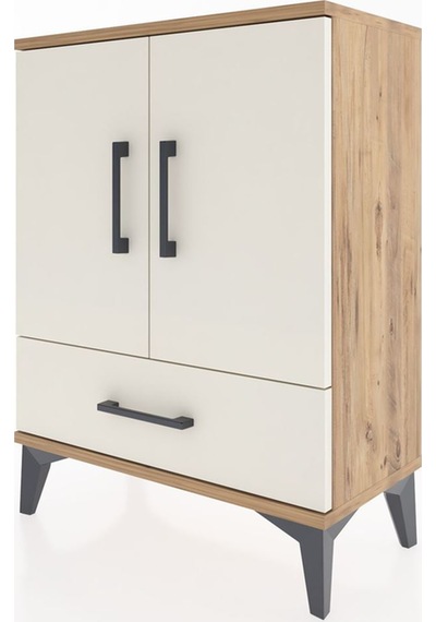 Arges Komodin 2 Raflı Tek Çekmeceli Tek Kapaklı 60x30x80 Çam-aytaşı Atlas Çam