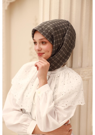Silk Home Olinda Eşarp 48004-82 Antrasit, Ekru