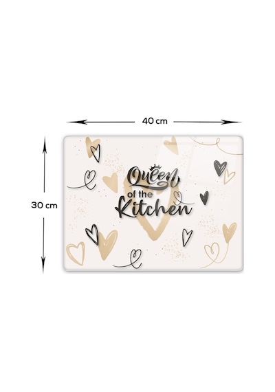 Cam Kesme Tahtası|Queen Of The Kitchen Love|30cm x 40cm