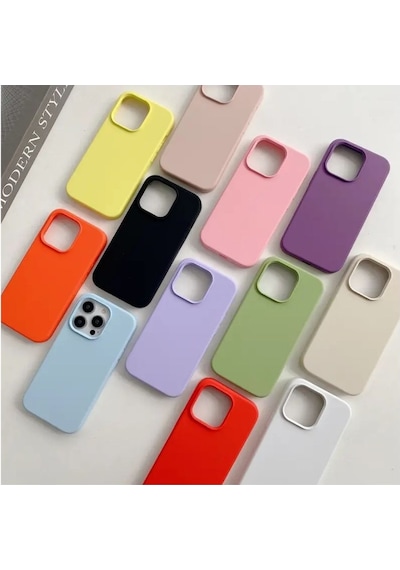 Apple Uyumlu iPhone 15  Silikon Kılıf - Pastel Renk Tonu Esnek Tam Koruma Kapak - Pudra Pembe