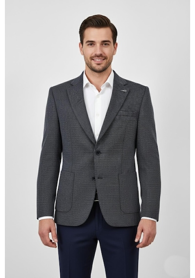 Baglan Erkek Tek Spor Ceket Çift Yırtmaçlı Bgl-st03983 Koyu Gri