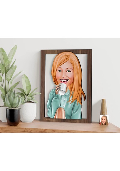 Bk Gift Kişiye Özel Kadın Karikatürlü 3d Ahşap Tablo-102, Arkadaşa Hediye, Karikatürlü Tablo Kobitmeyen138372 Bk Gift