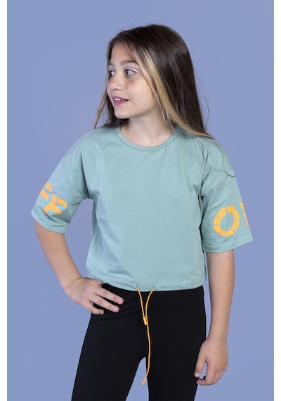 Toontoy Kids Toontoy Kız Çocuk Of Baskılı Crop Tişört Yeşil