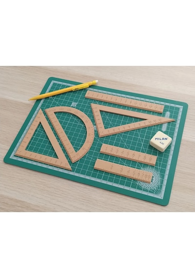 3d Baskı Geometri Cetvel Seti - İletki, Gönye Ve Ölçüm Araçları - Bej