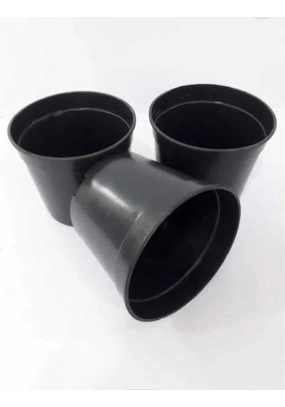 Katı Plastik Çiçek Saksısı 5 Adet 14'lük Üretim Saksısı Siyah