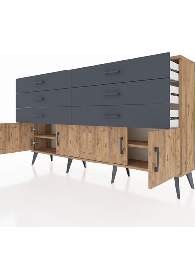Arges Konsol 2 Raflı 6 Çekmeceli 4 Kapaklı 176x30x99 Çam-çam/antr Çam-çam/antrasit Arges Konsol 2 Raflı 6 Çekmeceli 4 Kapaklı 176x30x99 Çam-çam/antr Çam-çam/antrasit