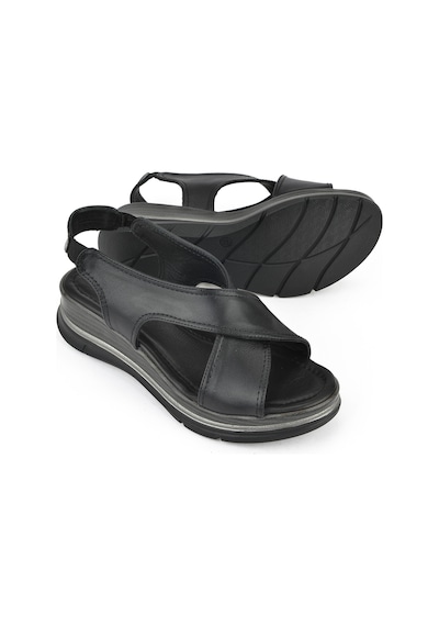 Ziya, Kadın Hakiki Deri Dolgu Topuk Sandalet 1511020z2562 Siyah 1511020z2562 000 Siyah
