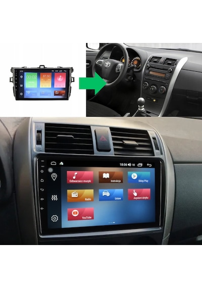 Toyota Corolla Araç Multimedya Android Ekran Carplay Double Teyp 2+32 9" 07-13 Gri Navımex Kck