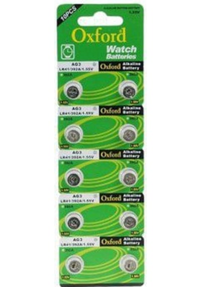 Oxford Ag3 Lr41/ 392A /1.5V Alkalin Saat Pili Pakette 10 Adet Pil
