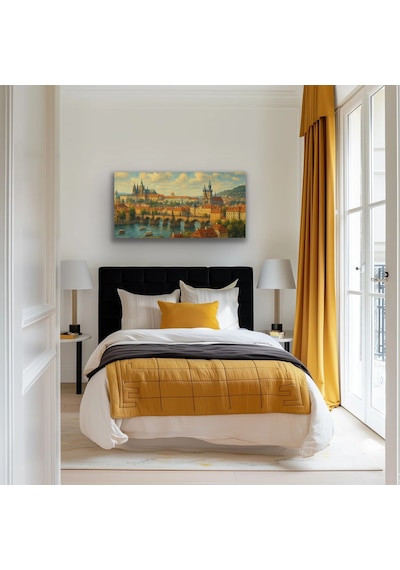 Bezos Prag Şehir Manzarası Kanvas Tablo 60x120cm Mbt06 Çok Renkli