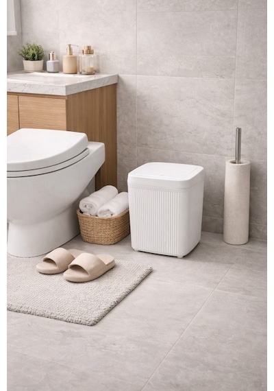 Decorev Banyo Kovası 5 Lt Kare Click Kapaklı Beyaz Beyaz