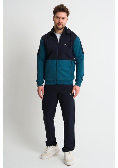 Shooter Sportswear Shooter Premium Erkek Eşofman Takımı Mevsimlik Kapüşonlu Rahat Kalıp Petrol Mavisi