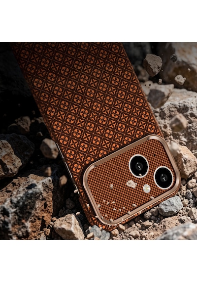 Apple iPhone Uyumlu 14 Kılıf Magsafe Şarj Özellikli Premium Retro Çiçek Desenli Kamera Ve Lens Korumali Velix Sert Pc Kapak Kahverengi