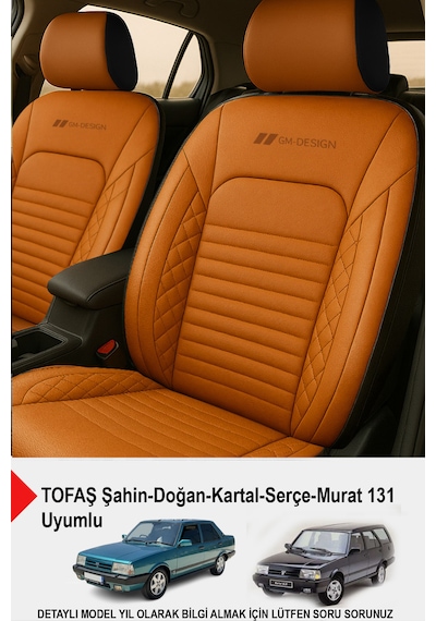 İstanbul Serisi Deri Oto Koltuk Kılıfı Tofaş Kartal-şahin-doğan-serçe-tempra Uyumlu Taba