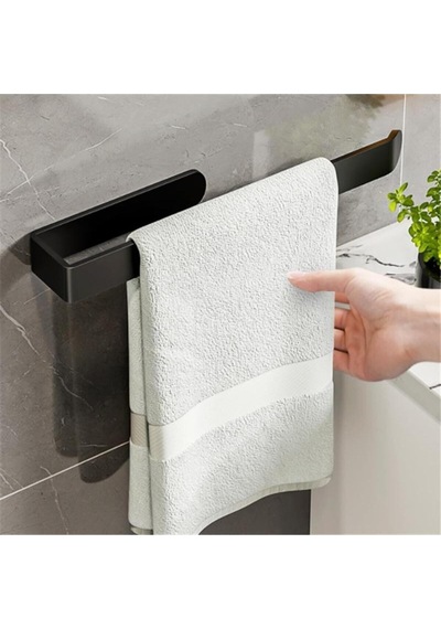 Lüks Tasarım Lamalı Solo Havluluk Güçlü Yapışkan Özelliği İle Düşmeyen Havluluk Siyah Siyah Plastik Diğer