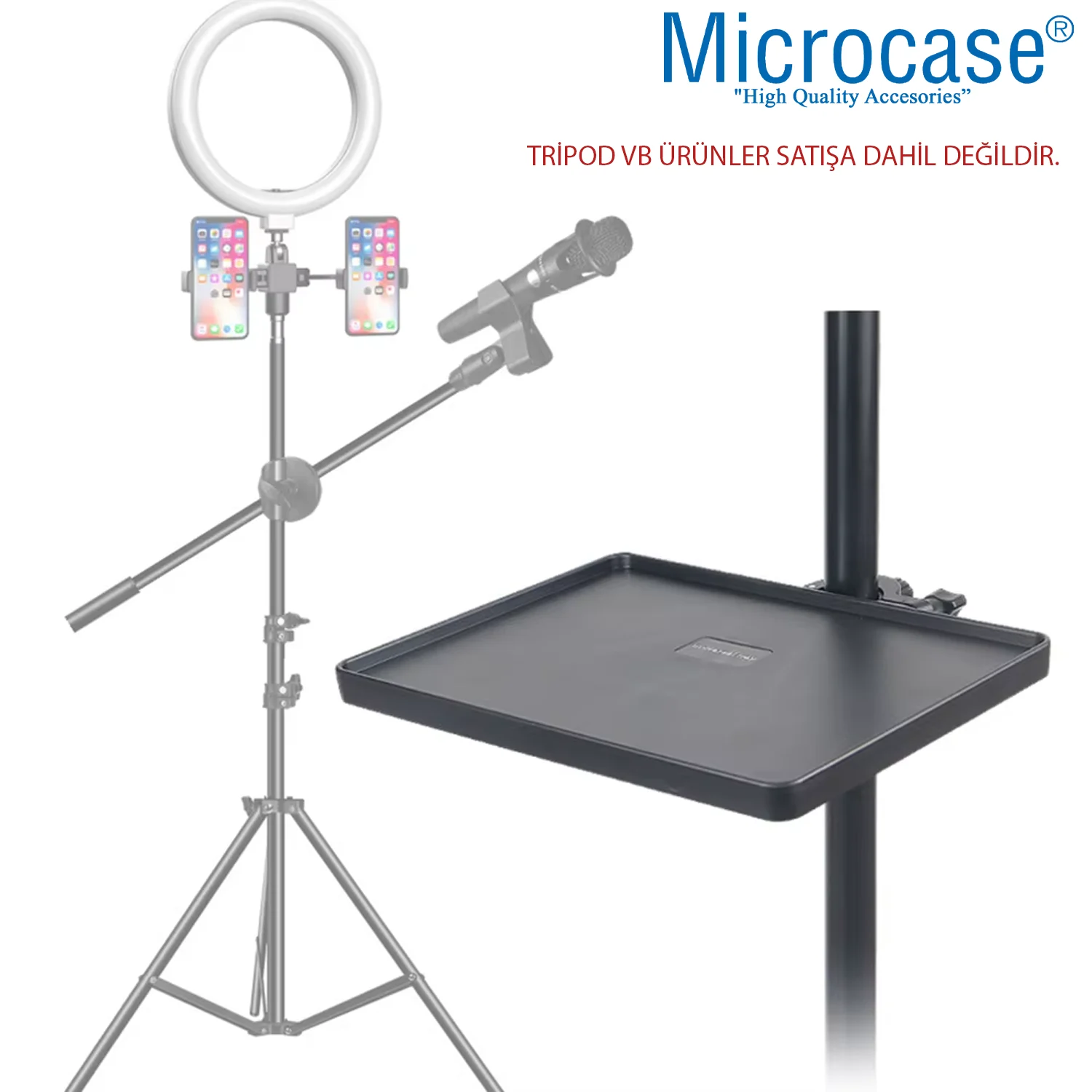 Microcase Tripodlara Monte Universal Sehpa Notebook Mikrofon Kitap Vb Malzeme Rafı 220x165mm - Al5288
