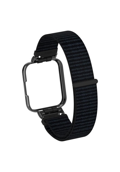 Xiaomi Mi Watch Lite Uyumlu Spor Loop Kordon Ve Kasa Koruma, 2 İn 1, Hasır Örgü, Velcro, Siyah, Krd-61-miwl-02