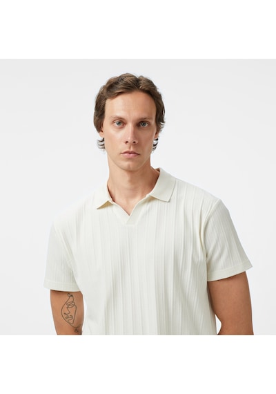 Nautica Erkek Krem Classic Fit Polo Yaka T-shirt Düz K55560t Krem