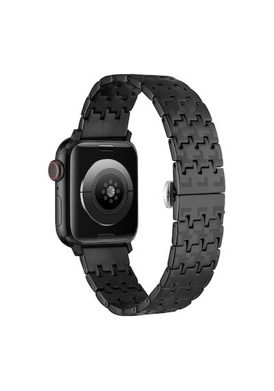 Apple Uyumlu  Watch 7 45 MM Kordon Zikzak Dizayn Metal Kordon 86
