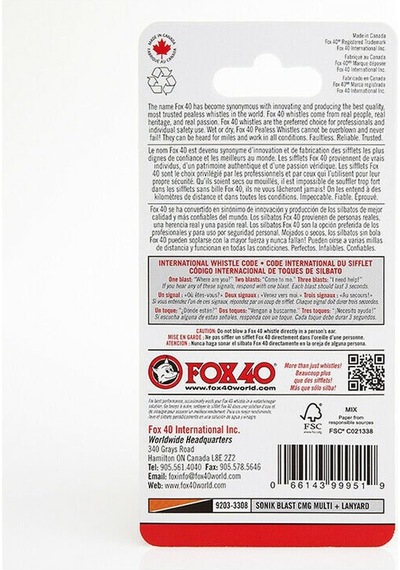 Fox40 Sonik Blast Safety CMG İpli Hakem Antrenör Düdüğü