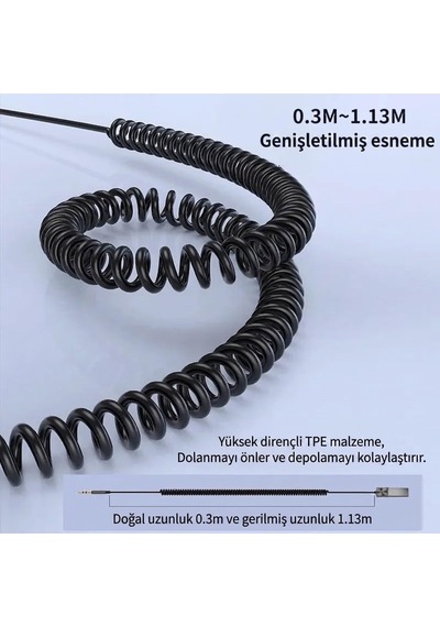 Tr A-13 Usb-a To 3.5mm Aux Bluetooth 5.1 Adaptör Spiral Kablolu Araç Ses Alıcısı