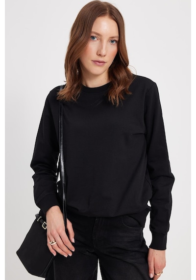 Tudors Kadın Oversize Geniş Kesim %100 Pamuk 2 İplik Bisiklet Yaka Siyah Sweatshirt -42615 Sİyah Tudors Kadın Oversize Geniş Kesim %100 Pamuk 2 İplik Bisiklet Yaka Siyah Sweatshirt -42615 Sİyah