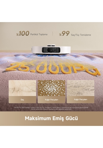 Dreame D30 Ultra 25.000Pa Emiş Gücü Robot Süpürge Beyaz