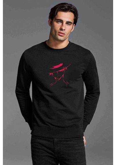 One Piece Amoled Baskılı Siyah Erkek Örme Sweatshirt