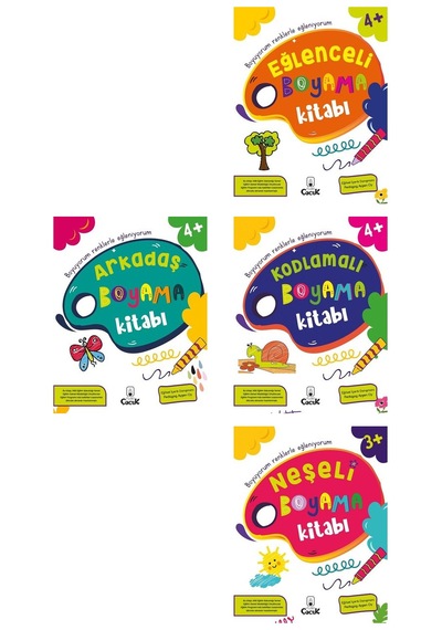 4+ Yaş Çocuklar İçin Boyuyorum Renklerle Eğleniyorum 4 Kitap Set
