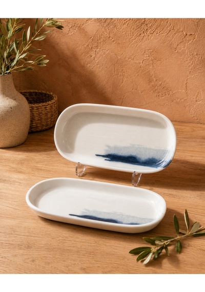 3'lü Blue Wave Hygge 21cm Oval Dish Kahvaltı/meze/sos Çok renkli