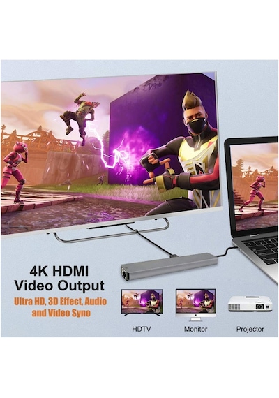 Obrax 8in1 Ethernet SD USB Type-C HDMI Girişli Çevirici Hub