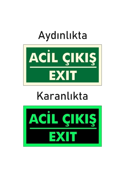 Fotolümen Fosforlu Acil Çıkış/exıt Yön Levhası Yönlendirme Levhası